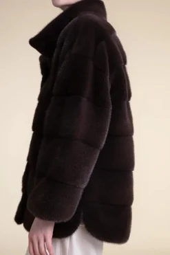 Brown mink fur jacket