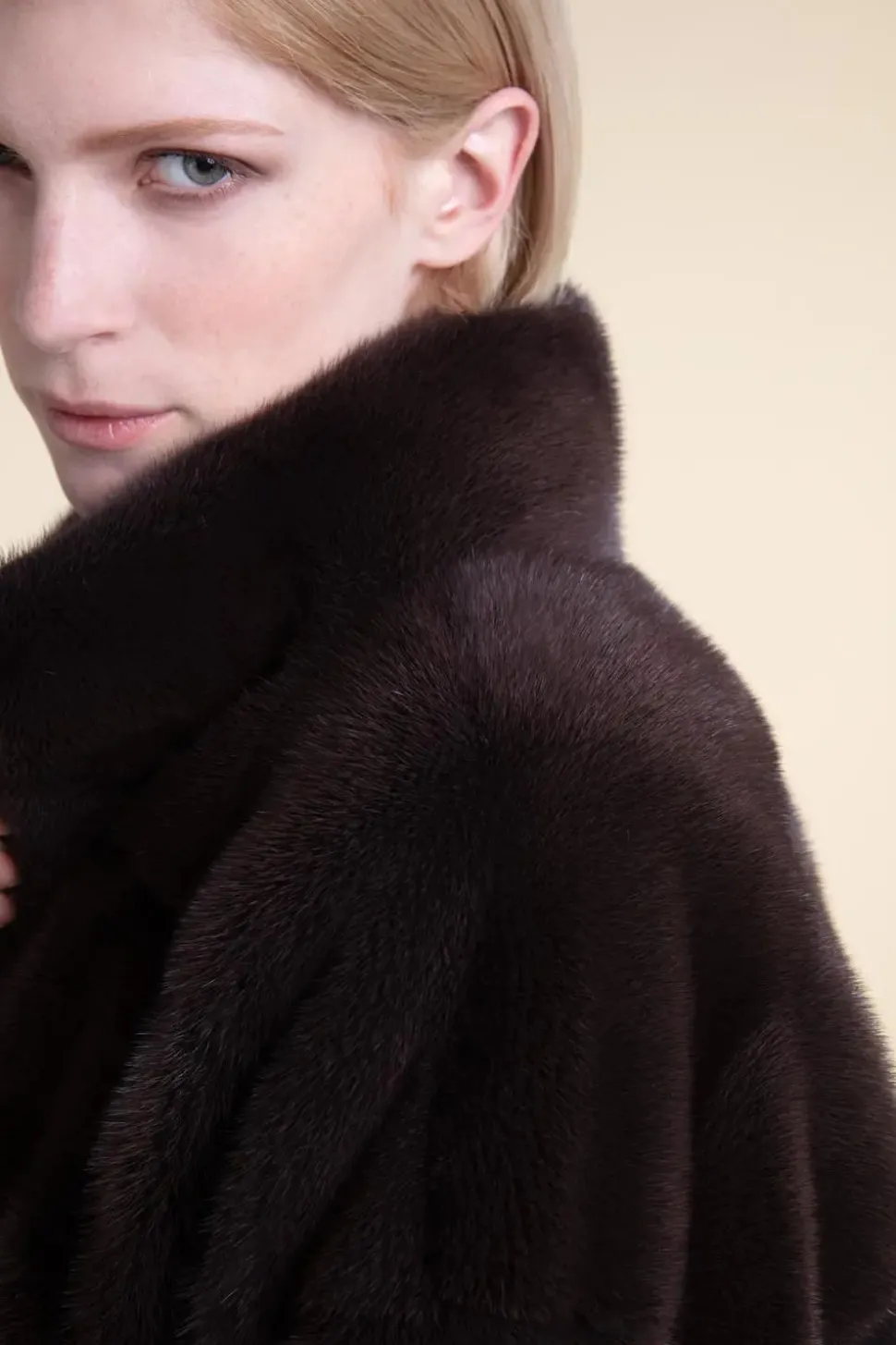 Brown mink fur jacket