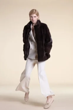 Brown mink fur jacket