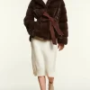Brown mink jacket with belt