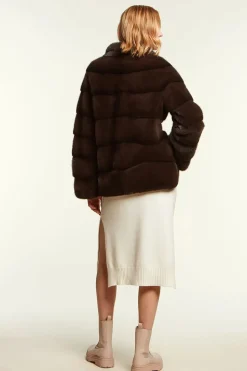 Brown mink jacket with belt
