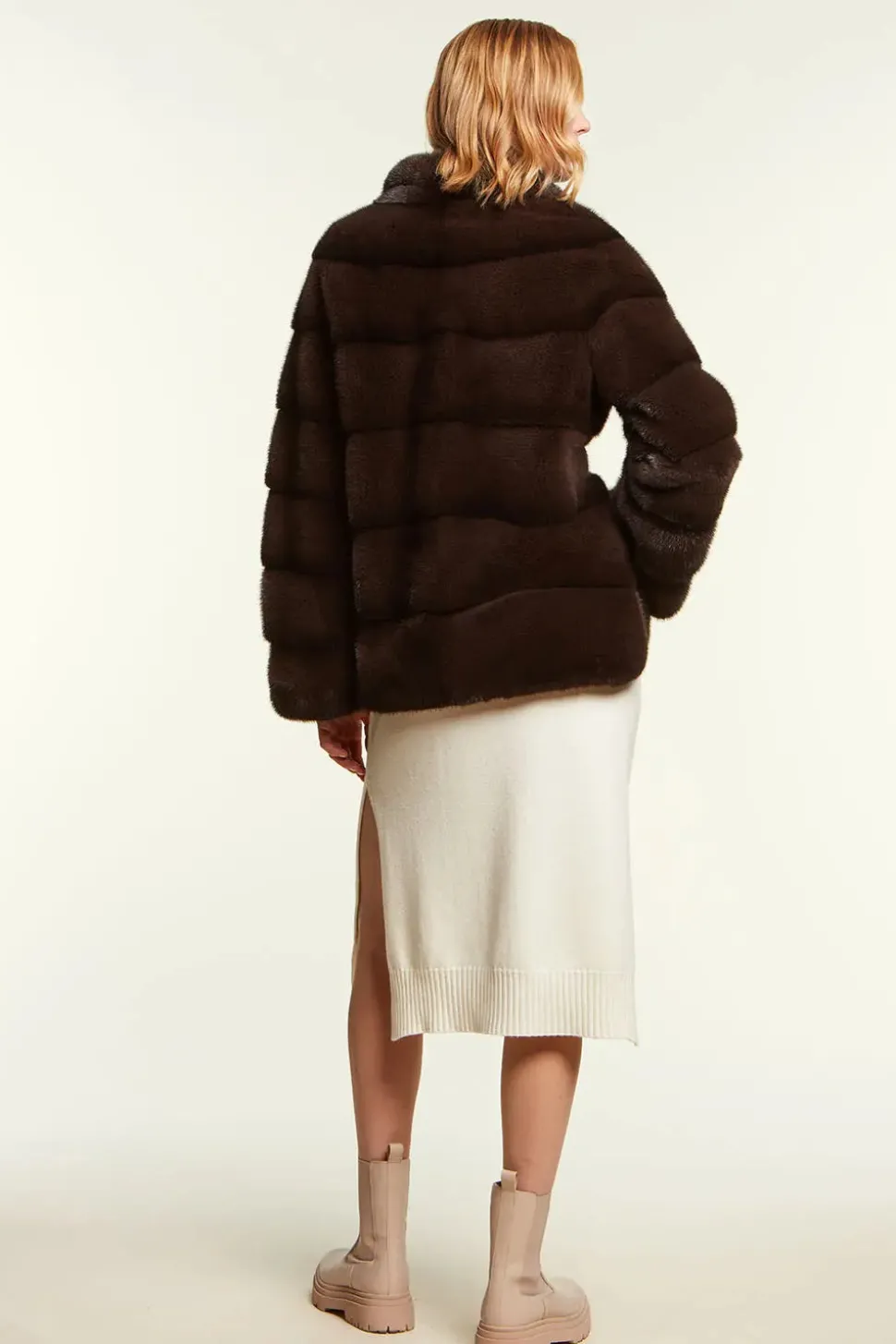 Brown mink jacket with belt