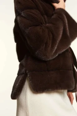 Brown mink jacket with belt