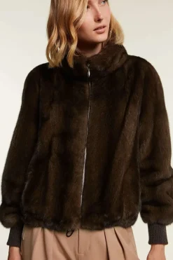 Brown mink jacket womens
