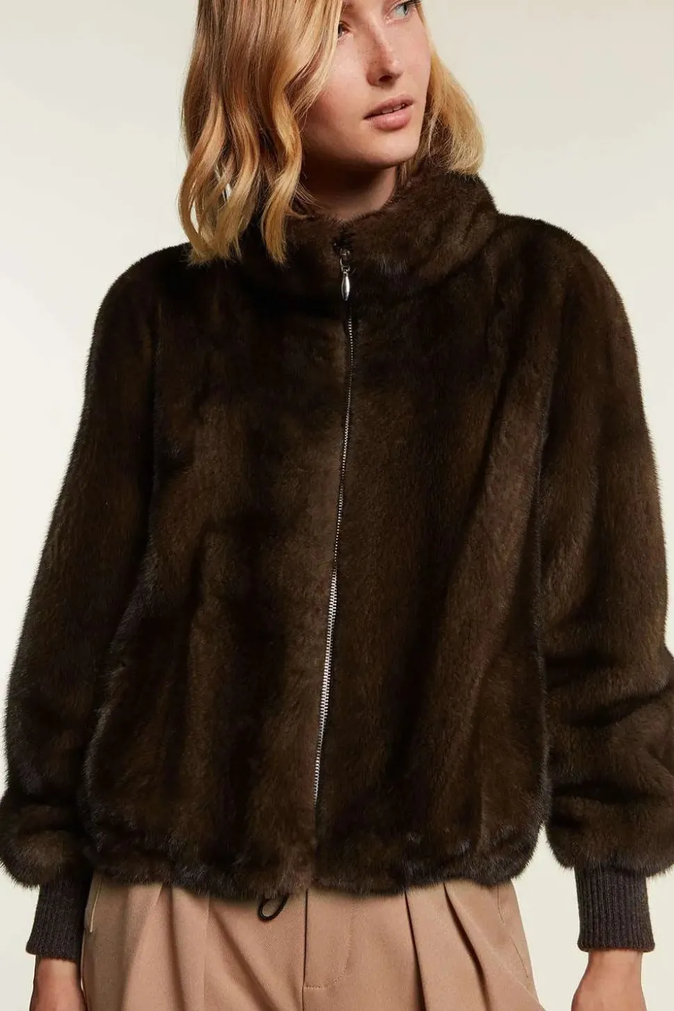 Brown mink jacket womens
