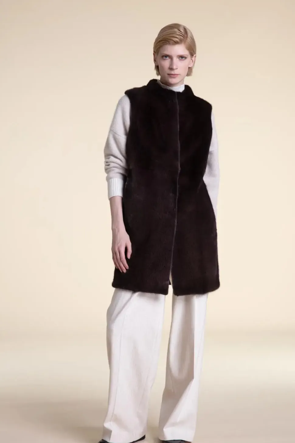Brown mink vest