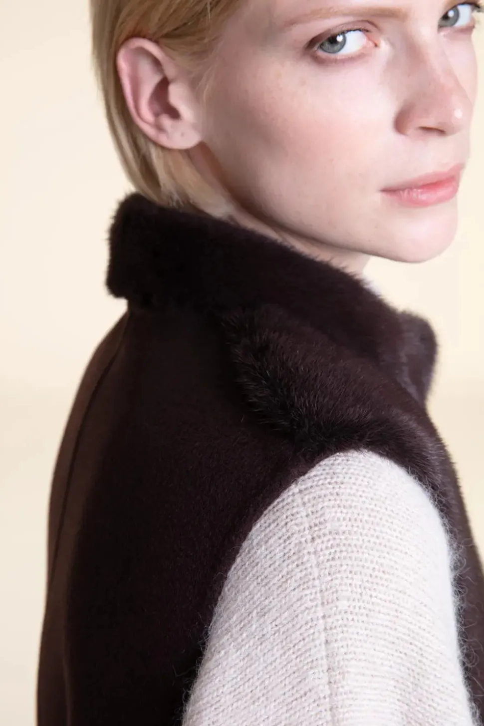 Brown mink vest