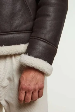 Brown shearling jacket mens