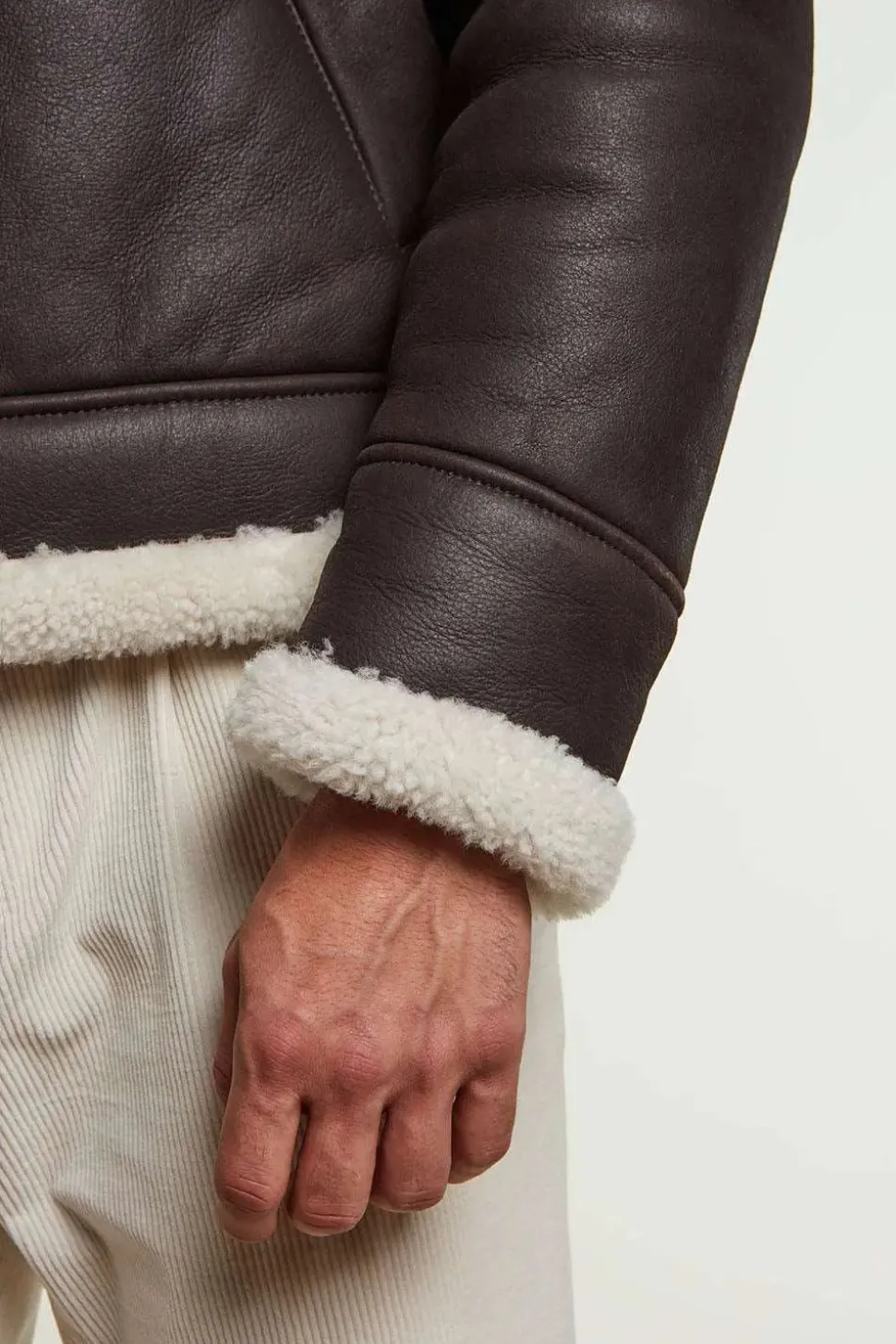 Brown shearling jacket mens