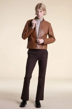 Camel leather jacket womens