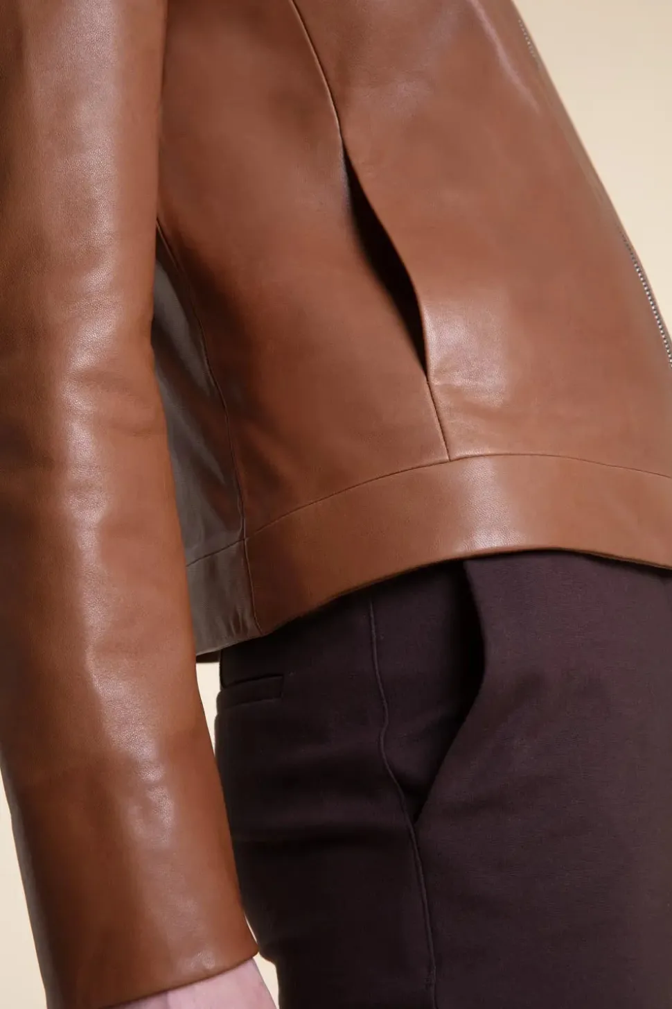 Camel leather jacket womens