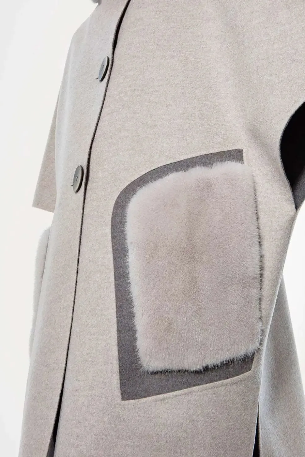 Cape with mink collar and pockets