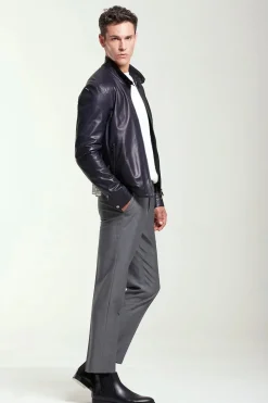 Casual mens leather jacket