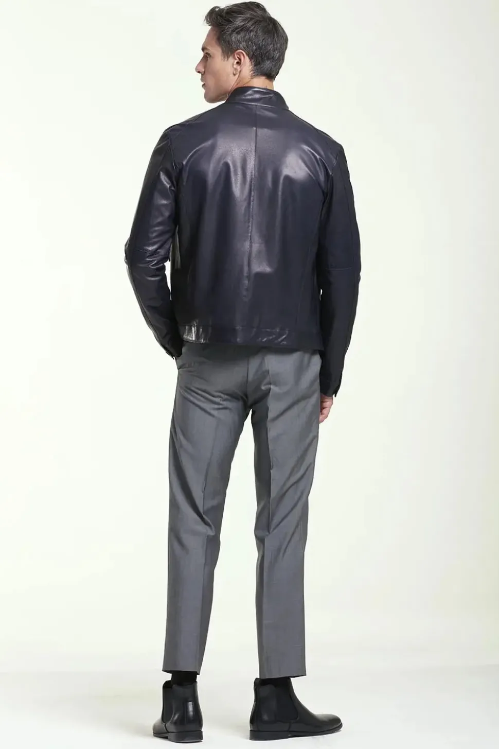 Casual mens leather jacket