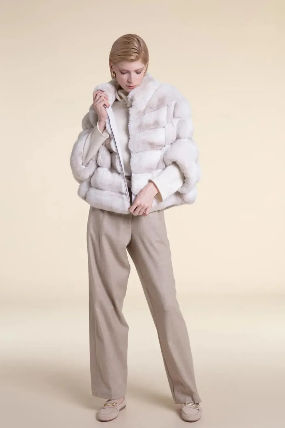 Chincilla fur jacket coat