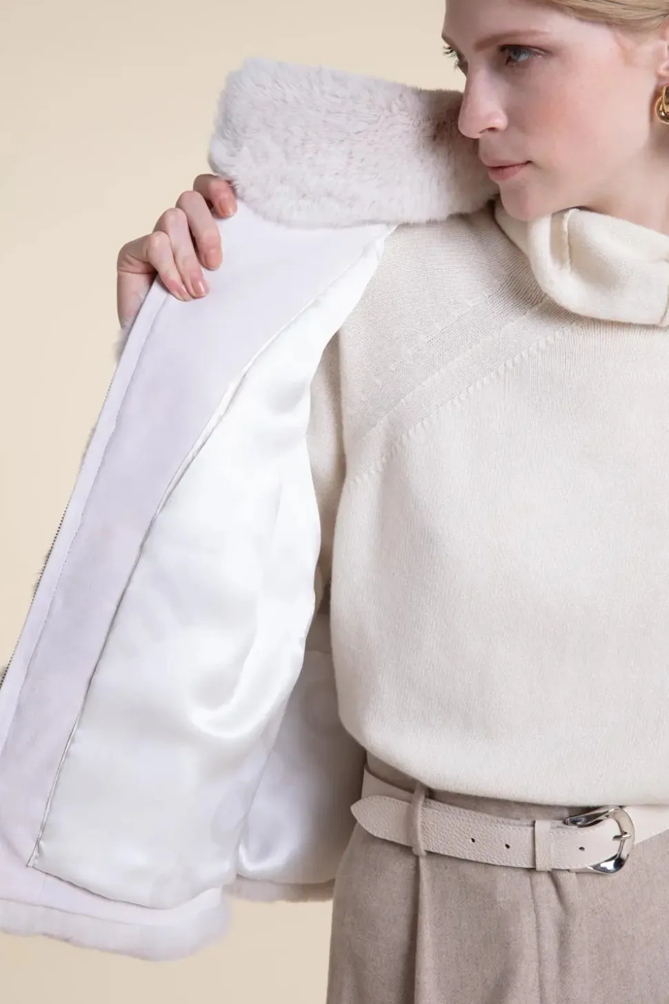 Chincilla fur jacket coat