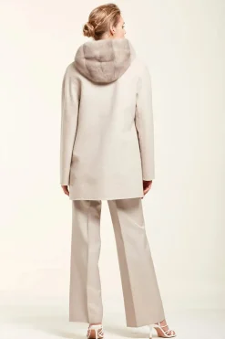 Coat with fur hood