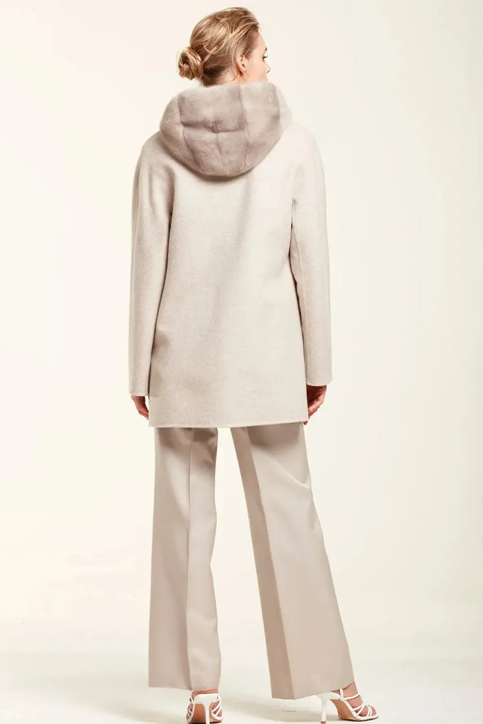 Coat with fur hood