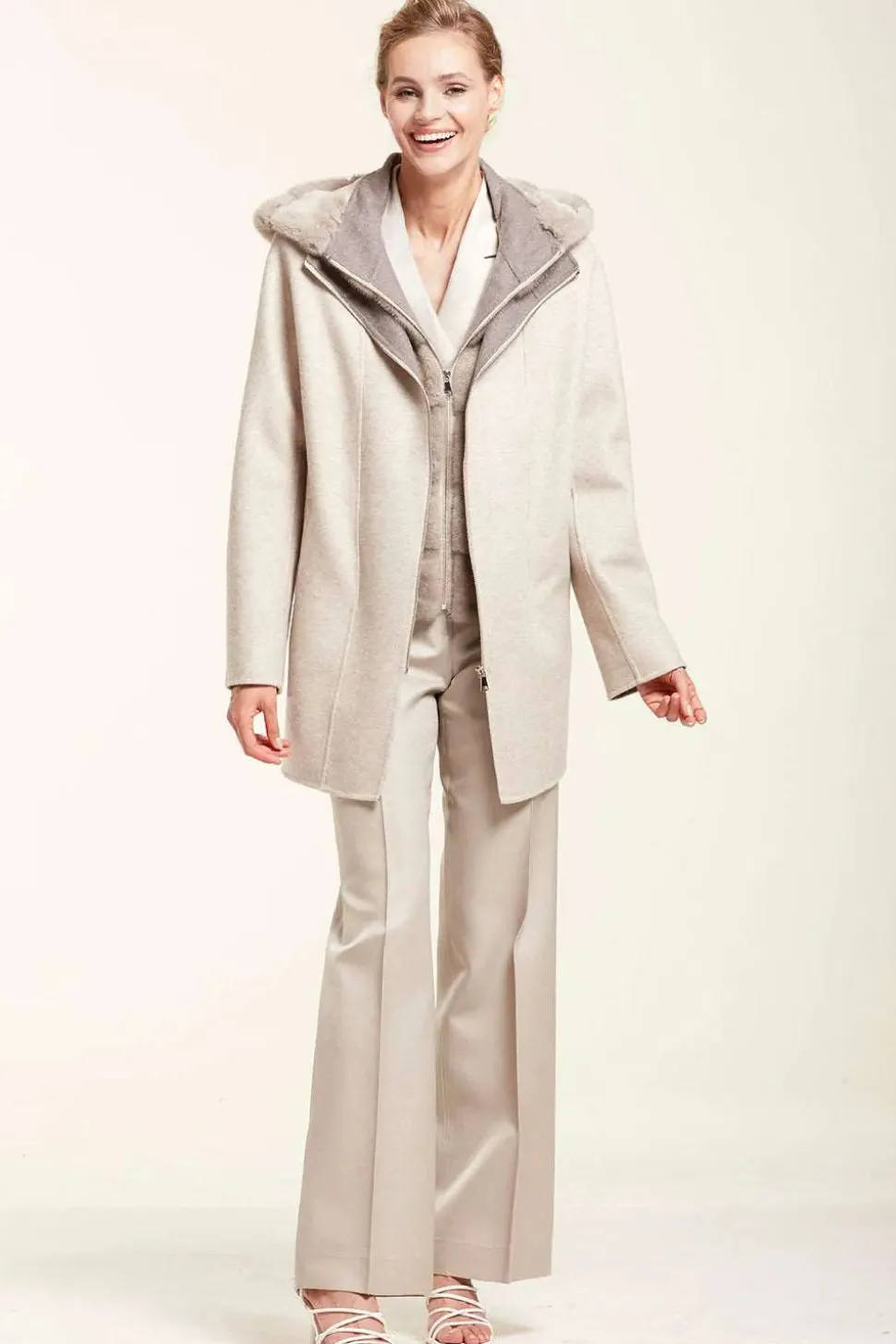 Coat with fur hood