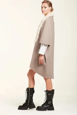 Coat with mink fur collar