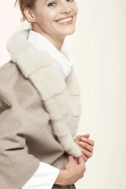 Coat with mink fur collar