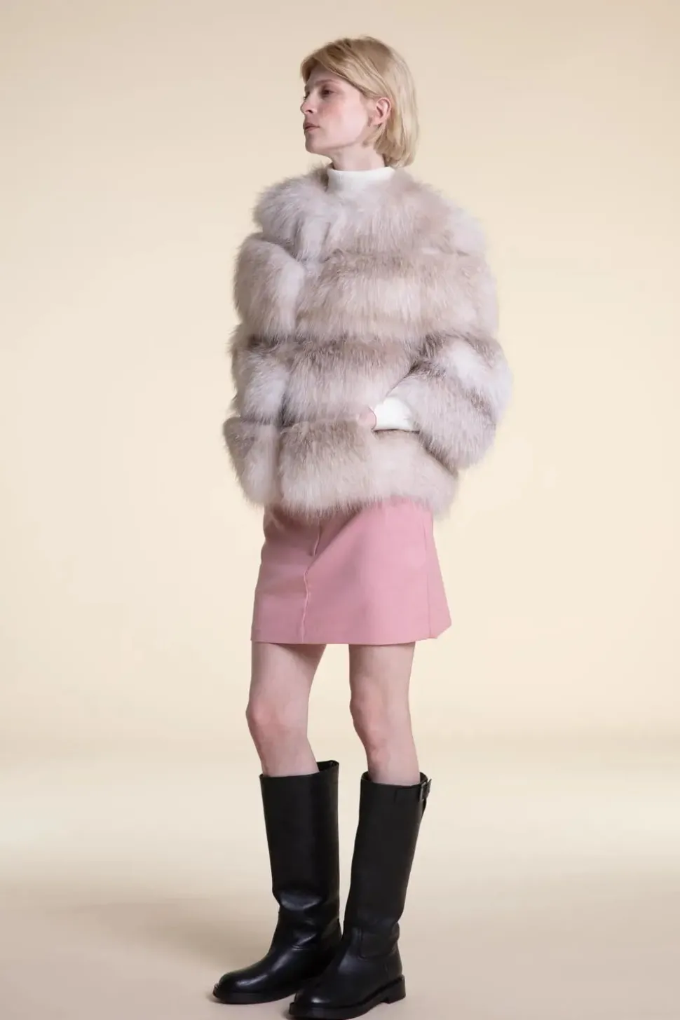 Cropped fox fur jacket