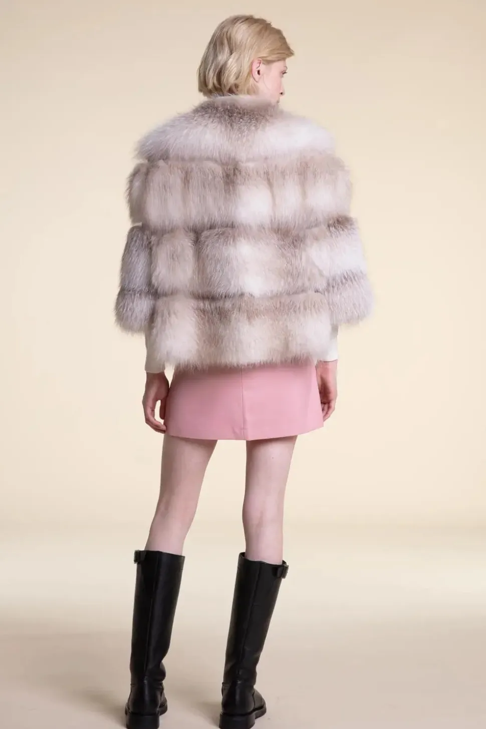Cropped fox fur jacket