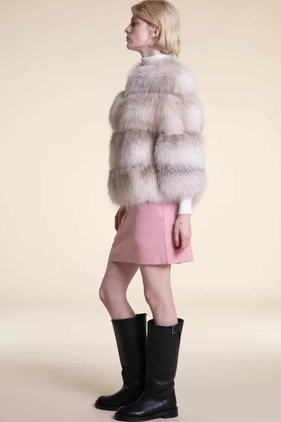 Cropped fox fur jacket