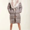 Down coat with fur hood