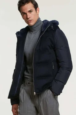 Down jacket with fur hood mens