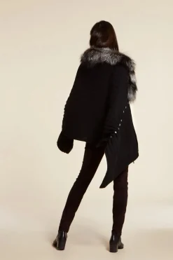 Fox fur trimmed shawl