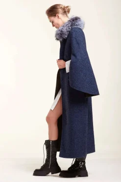 Fur collar coat
