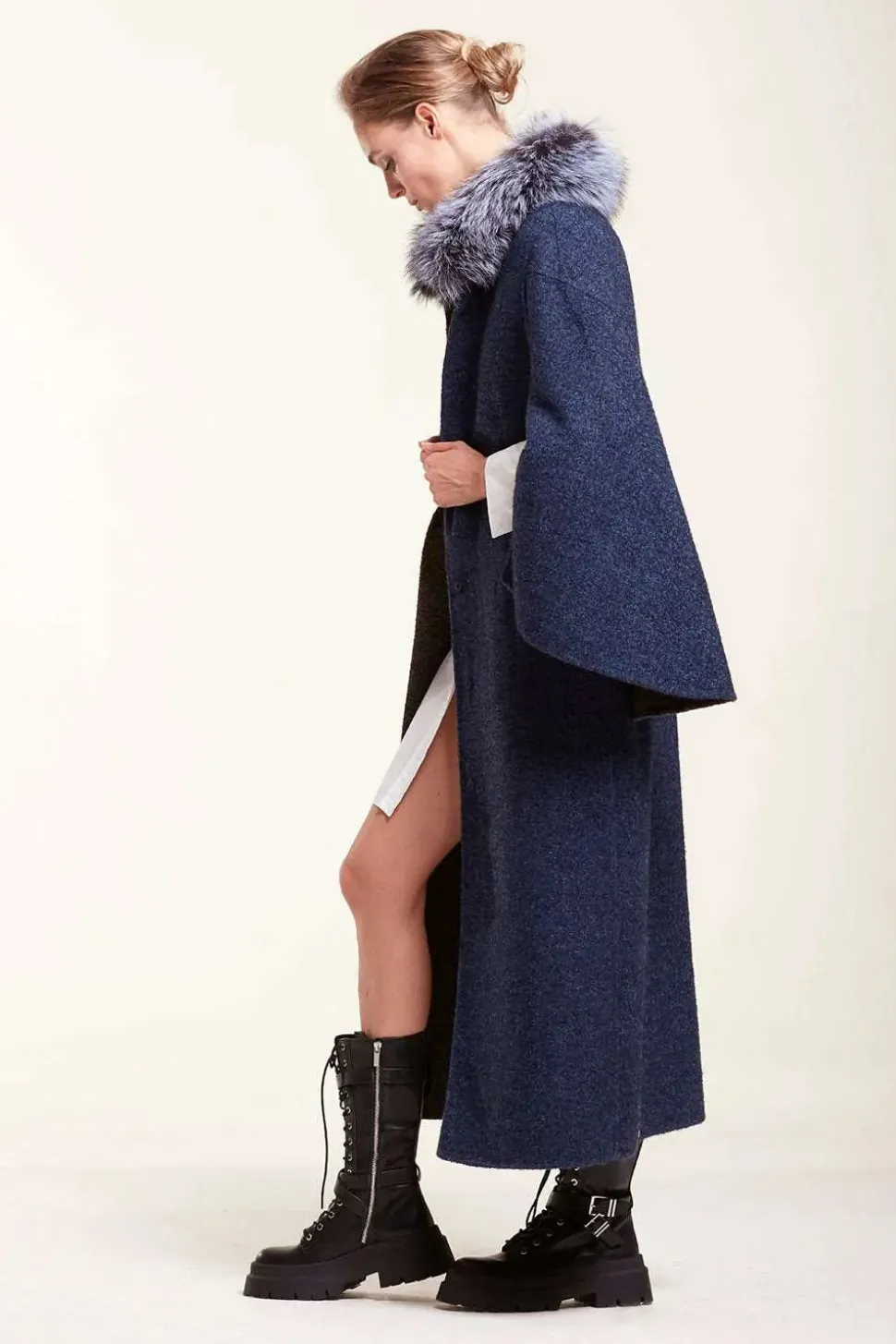 Fur collar coat
