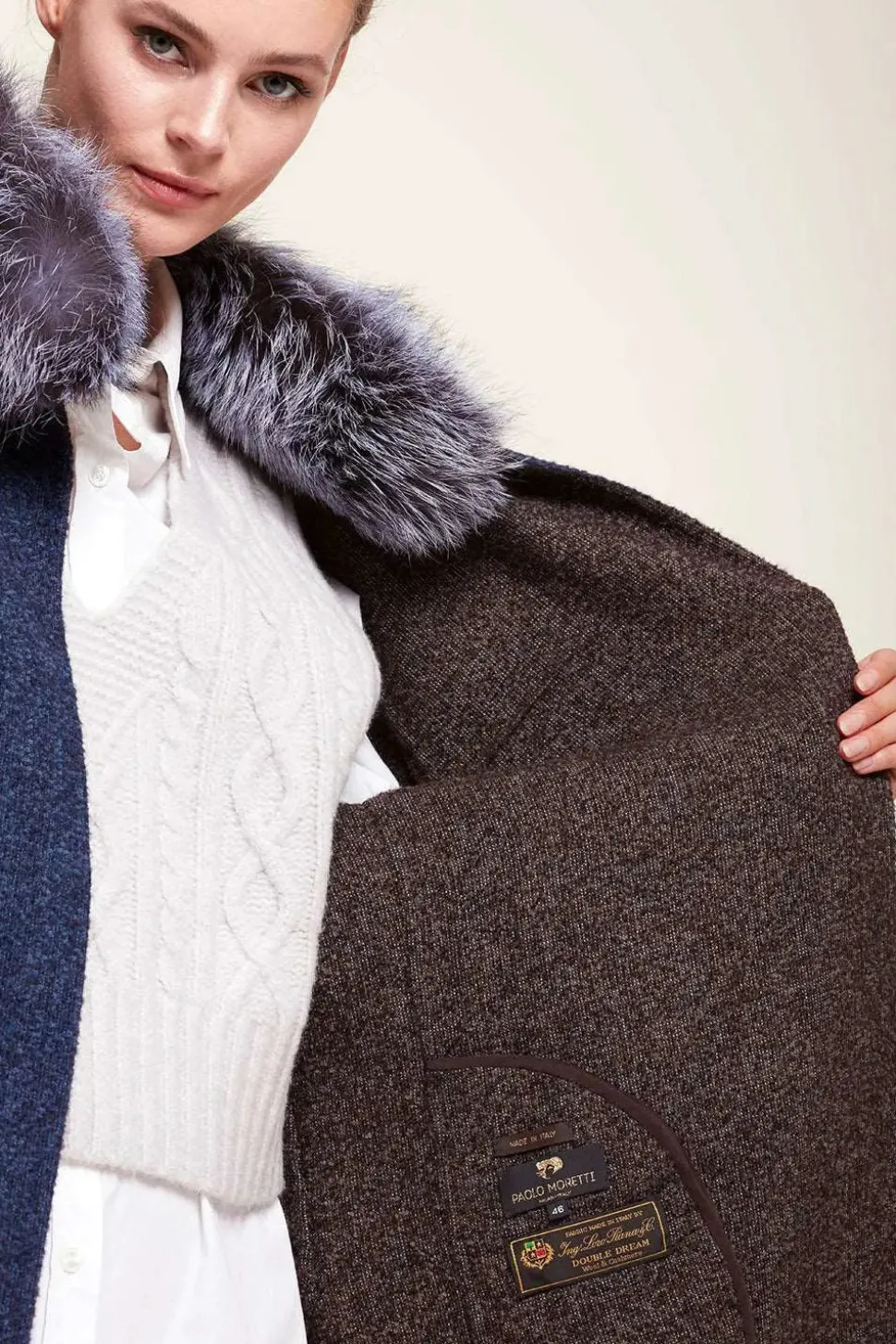 Fur collar coat