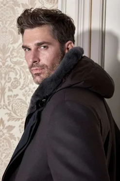 Fur hooded coat