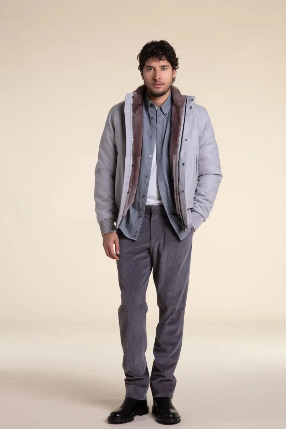 Fur lined bomber jacket mens