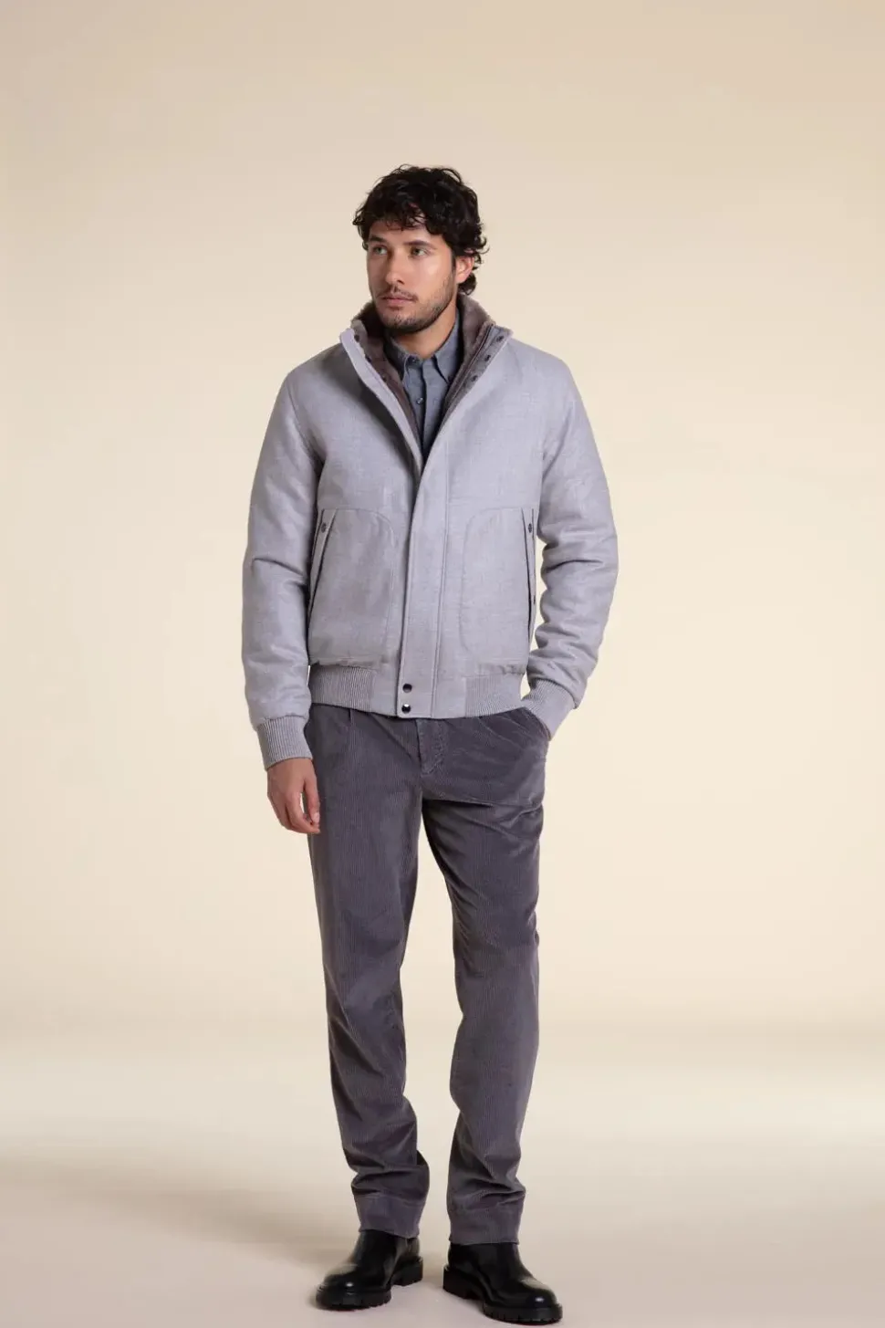Fur lined bomber jacket mens