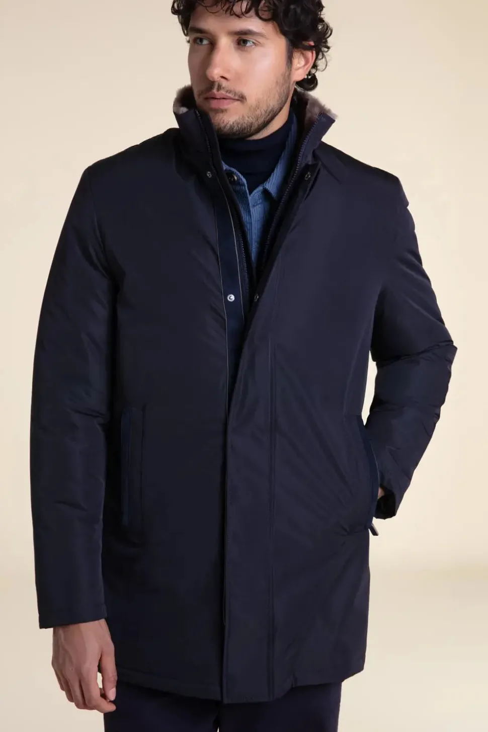 Fur lined coat mens