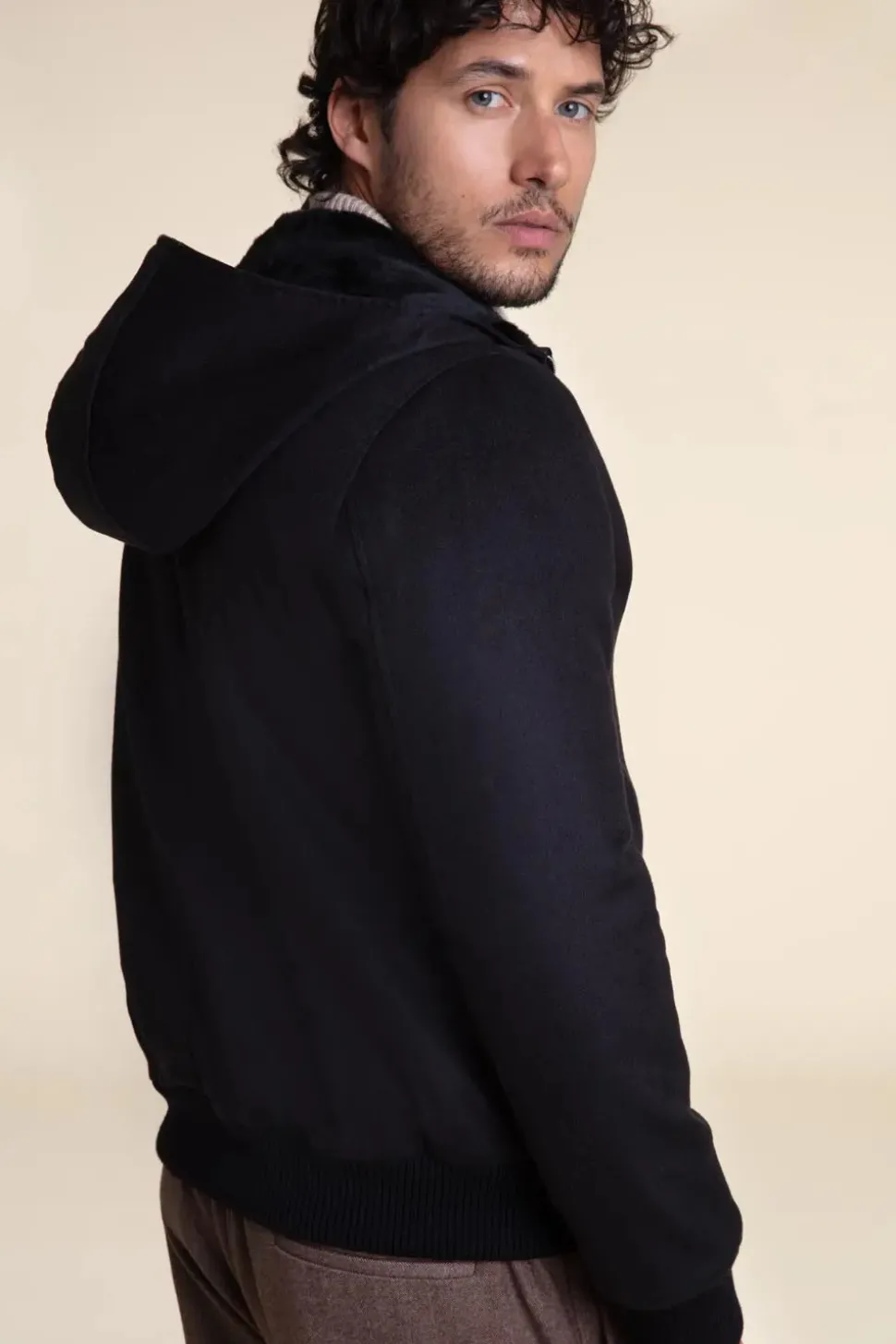 Fur lined hooded jacket