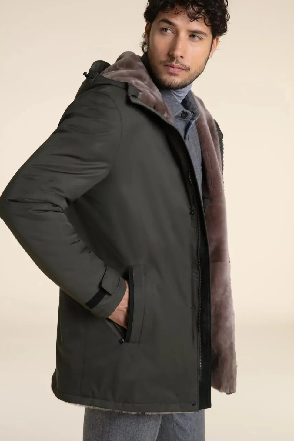 Fur lined parka mens