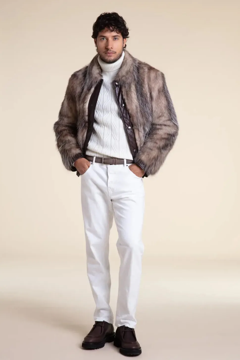 Genuine mens fur jacket