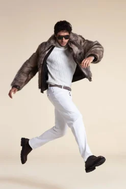 Genuine mens fur jacket