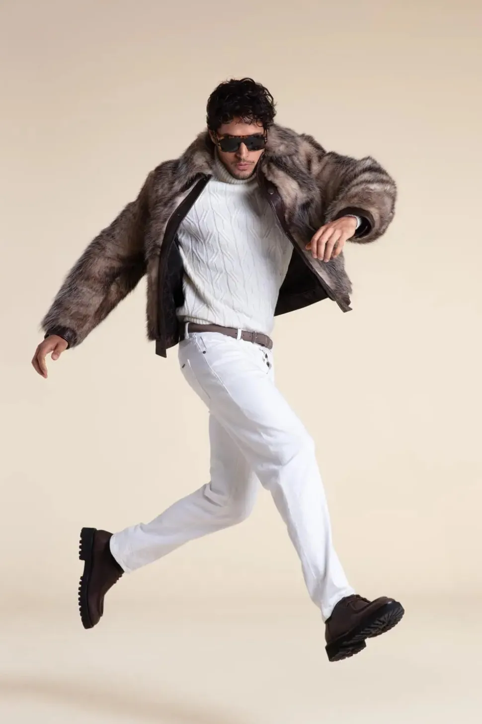 Genuine mens fur jacket