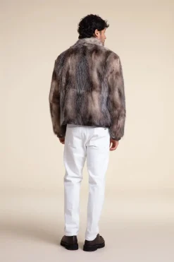 Genuine mens fur jacket