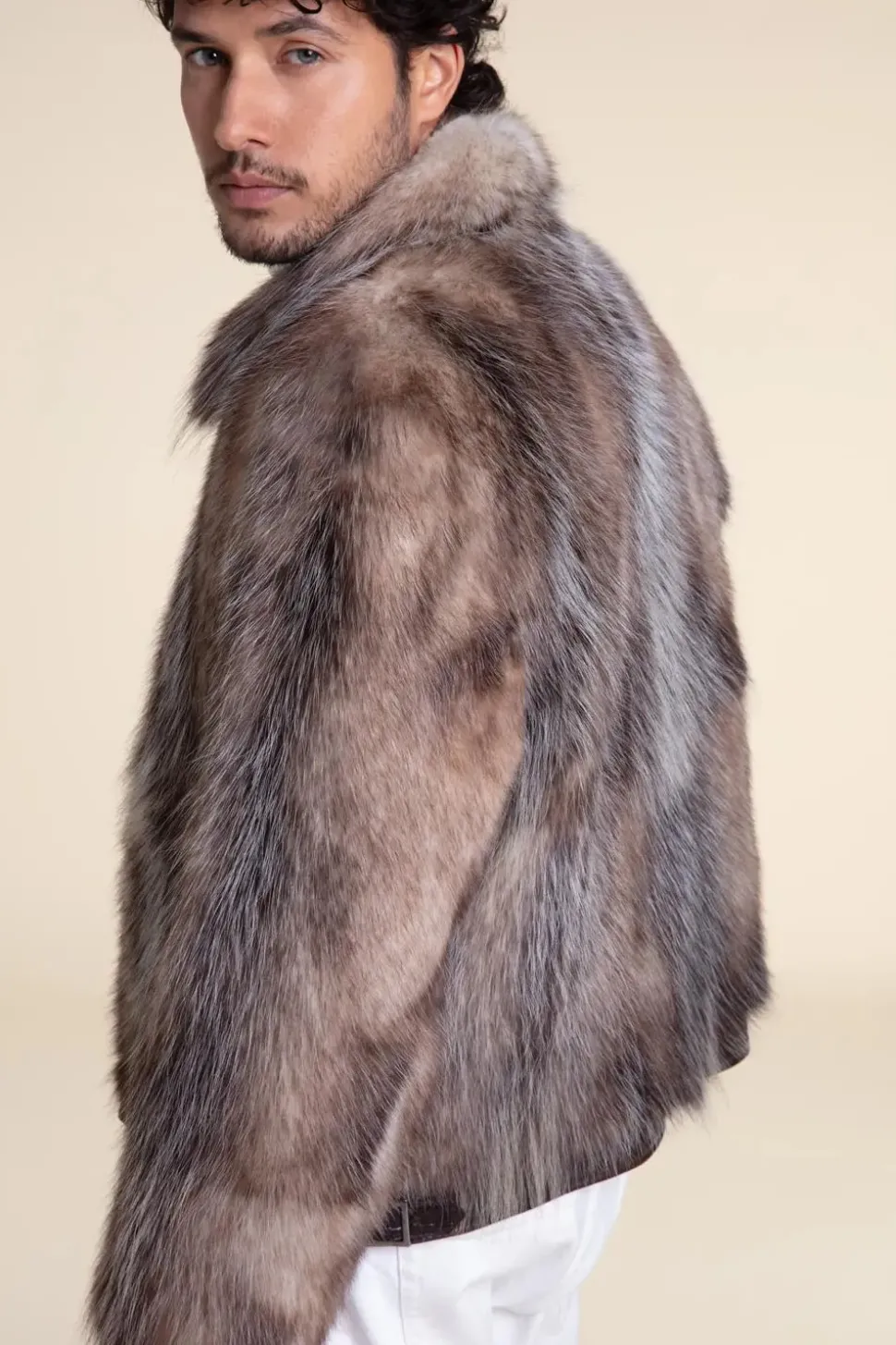 Genuine mens fur jacket
