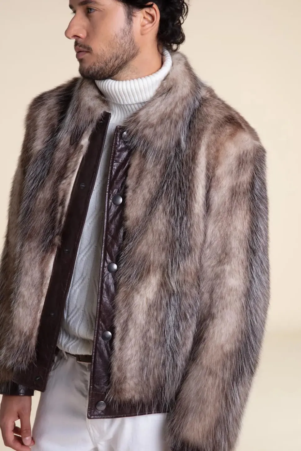 Genuine mens fur jacket