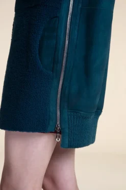 Green shearling coat womens