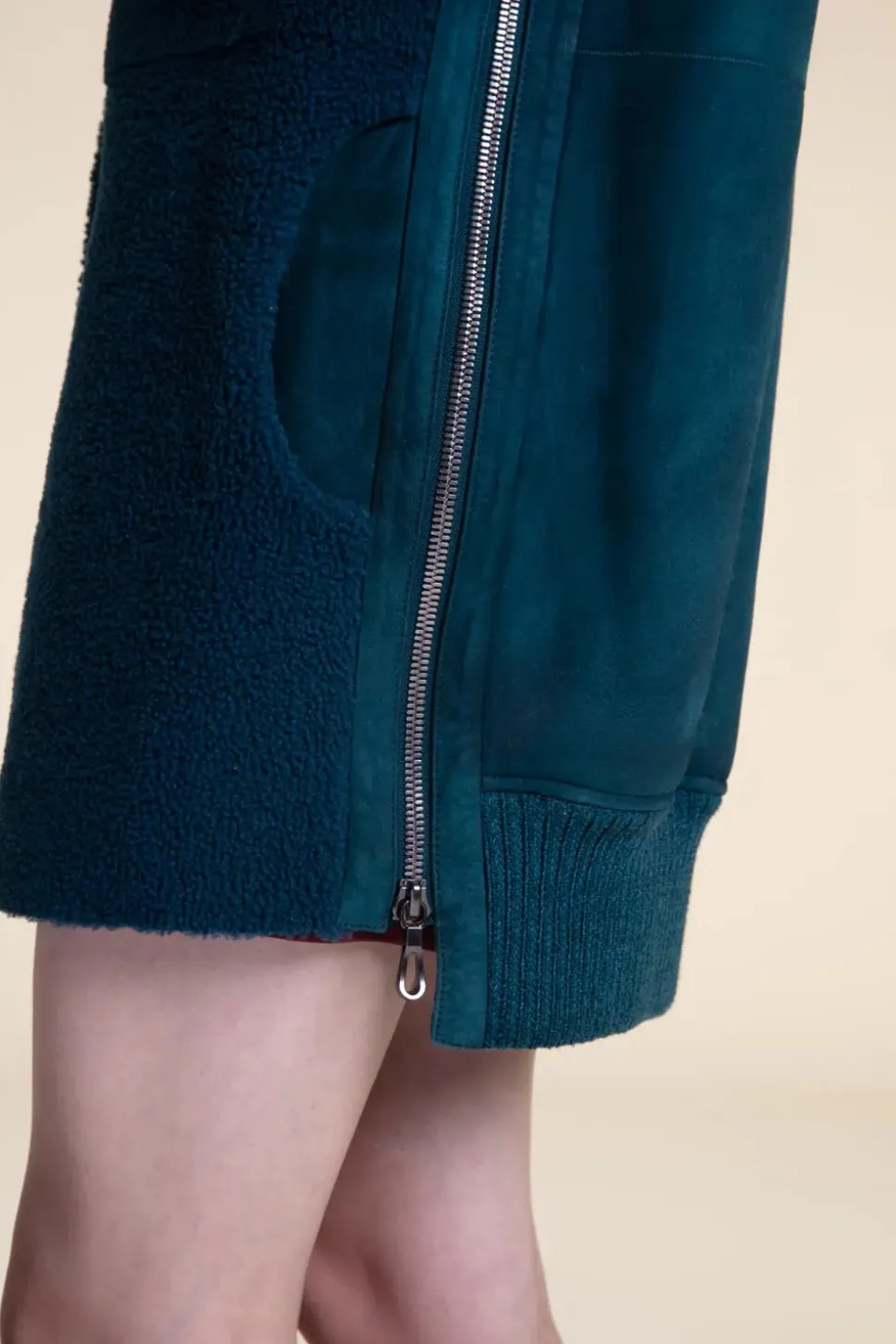 Green shearling coat womens