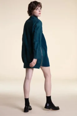 Green shearling coat womens