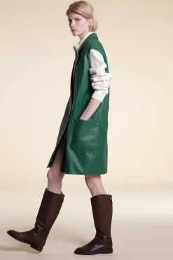 Green vest leather jacket